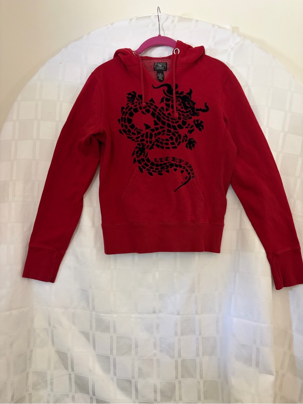 Lucky Brand Hoodie vintage Y2K Sweatshirt with Asian Dragon Graphic